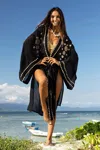 Miss June Designer Beach Kimono With Side Slits In Black