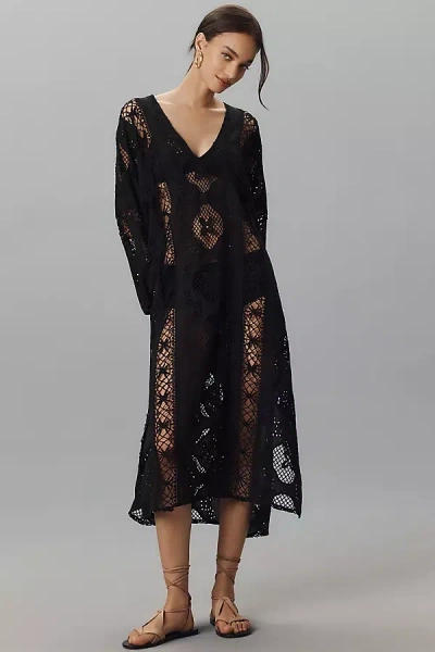 Miss June Eden Broderie Long-sleeve V-neck Kaftan