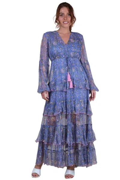 Miss June Emilia Long Dress In Blue