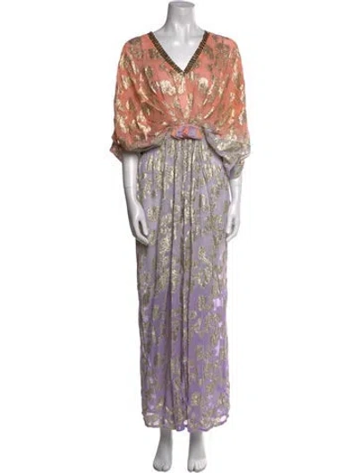 Pre-owned Miss June Floral Print Long Dress