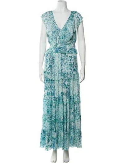 Pre-owned Miss June Floral Print Long Dress In Blue