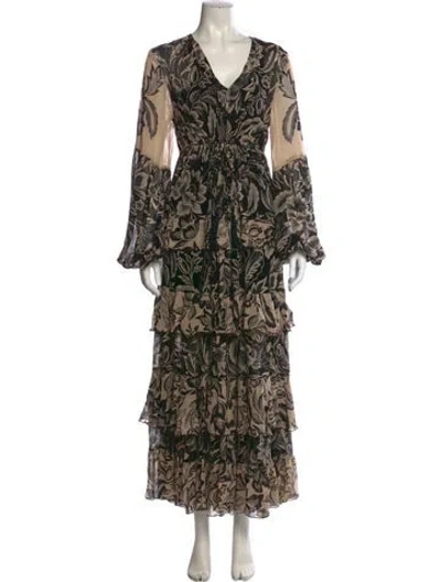 Pre-owned Miss June Floral Print Long Dress In Multi