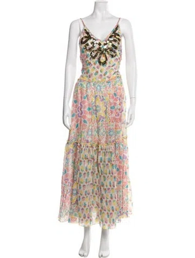 Pre-owned Miss June Floral Print Long Dress In Multi