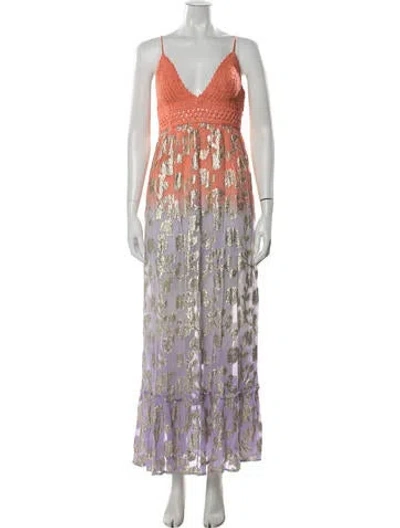 Pre-owned Miss June Floral Print Long Dress In Multi