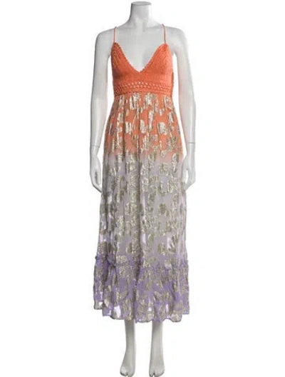 Pre-owned Miss June Floral Print Long Dress In Multicolor
