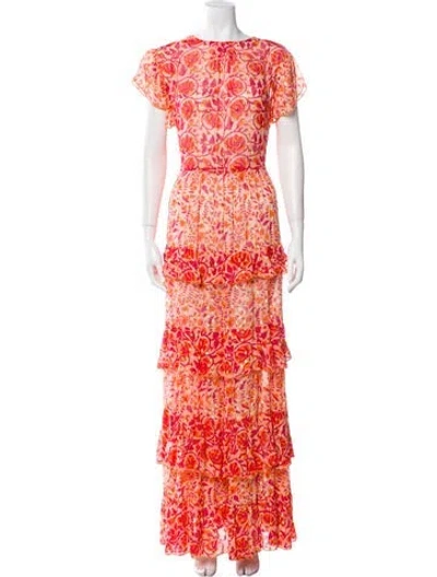 Pre-owned Miss June Floral Print Long Dress In Neutral