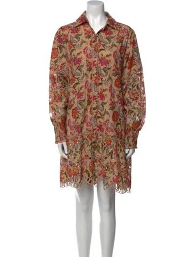 Pre-owned Miss June Floral Print Long Dress In Neutral