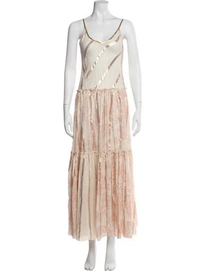 Pre-owned Miss June Floral Print Long Dress In Pink