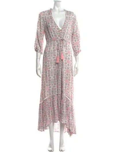 Pre-owned Miss June Floral Print Long Dress In Pink