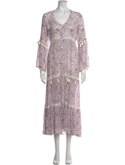 Pre-owned Miss June Floral Print Long Dress In Pink