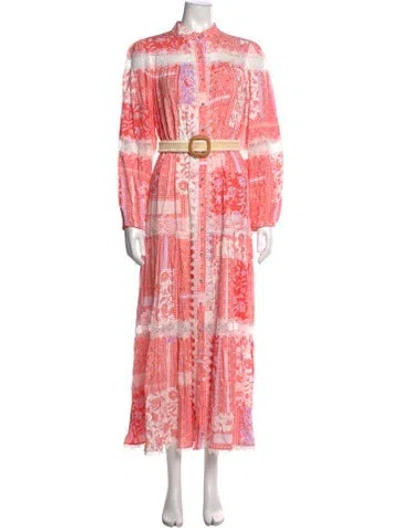 Pre-owned Miss June Floral Print Long Dress In Pink