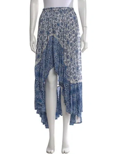 Pre-owned Miss June Floral Print Long Skirt In Blue