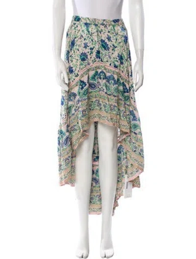 Pre-owned Miss June Floral Print Long Skirt In White