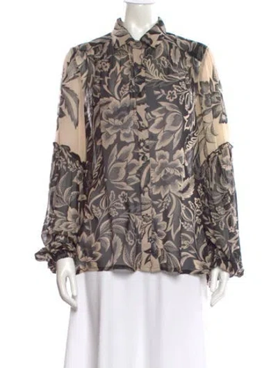 Pre-owned Miss June Floral Print Long Sleeve Blouse In Multi