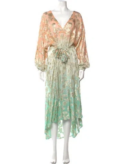 Pre-owned Miss June Floral Print Midi Length Dress
