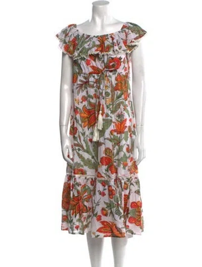 Pre-owned Miss June Floral Print Midi Length Dress In Multi