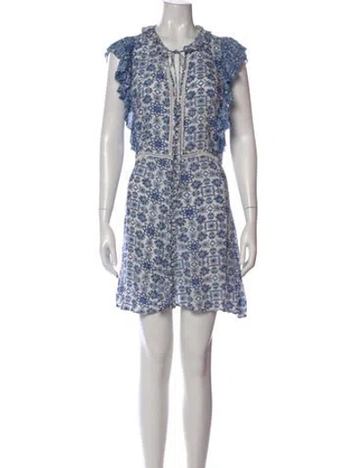 Pre-owned Miss June Floral Print Mini Dress In Blue