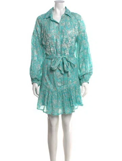 Pre-owned Miss June Floral Print Mini Dress In Blue