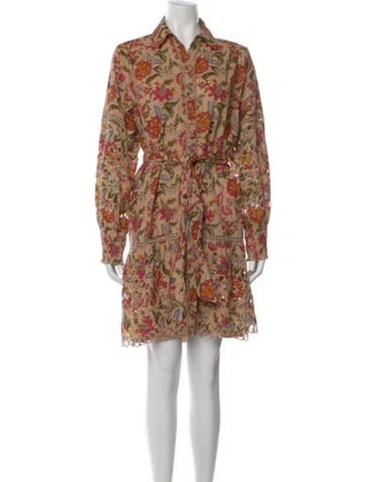 Pre-owned Miss June Floral Print Mini Dress In Neutral