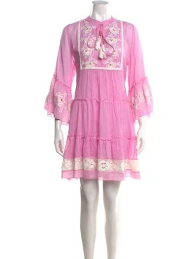 Pre-owned Miss June Floral Print Mini Dress W/ Tags In Pink