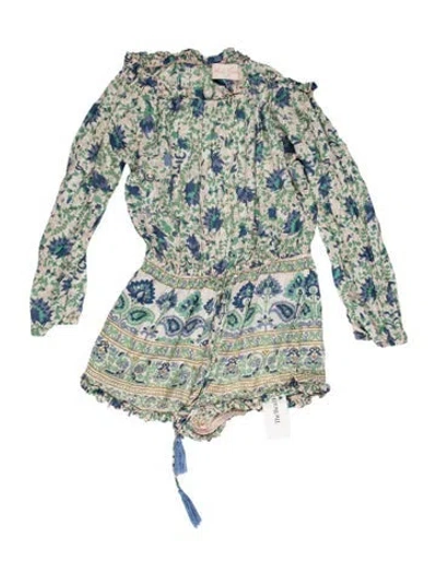 Pre-owned Miss June Floral Print V-neck Romper In Multi