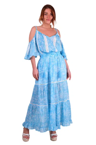 Miss June Karena Long Dress In Blue