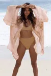 Miss June Kimono Beach Cover Up In Peach In Pink