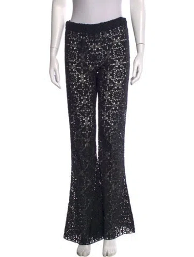 Pre-owned Miss June Lace Pattern Flared Pants In Black