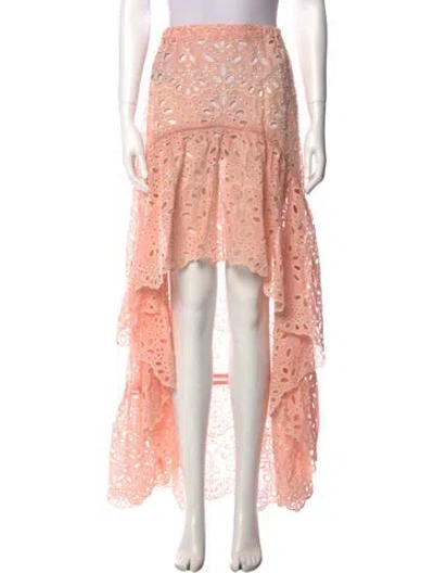Pre-owned Miss June Lace Pattern Midi Length Skirt In Pink