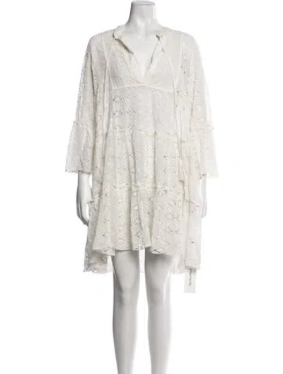 Pre-owned Miss June Lace Pattern Mini Dress In White