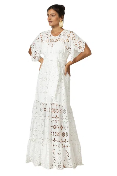 Miss June Long Dress Sable In White