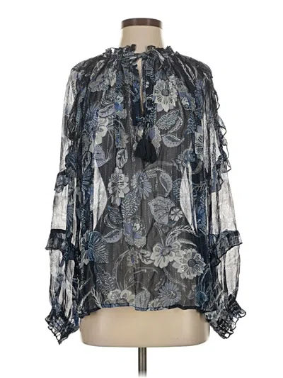 Pre-owned Miss June Long Sleeve Blouse In Gray