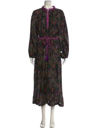 Pre-owned Miss June Paisley Print Long Dress In Black