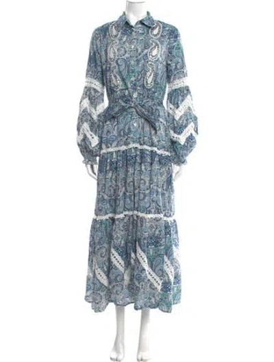 Pre-owned Miss June Paisley Print Long Dress In Blue