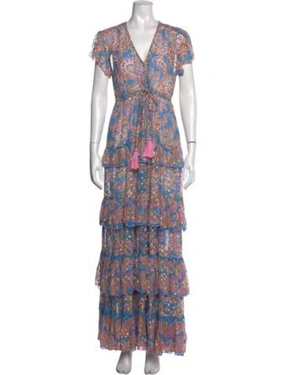 Pre-owned Miss June Paisley Print Long Dress In Blue