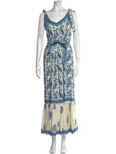 Pre-owned Miss June Paisley Print Long Dress In Blue