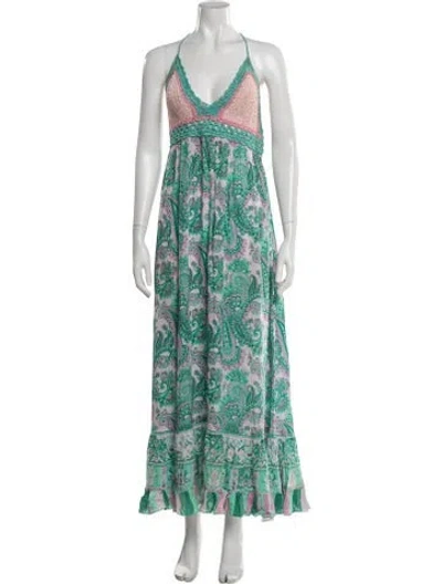 Pre-owned Miss June Paisley Print Long Dress In Green