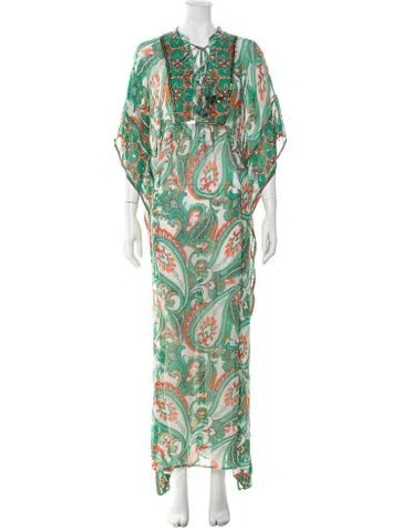 Pre-owned Miss June Paisley Print Long Dress In Green