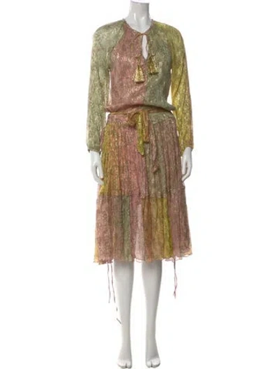 Pre-owned Miss June Paisley Print Long Dress In Multi
