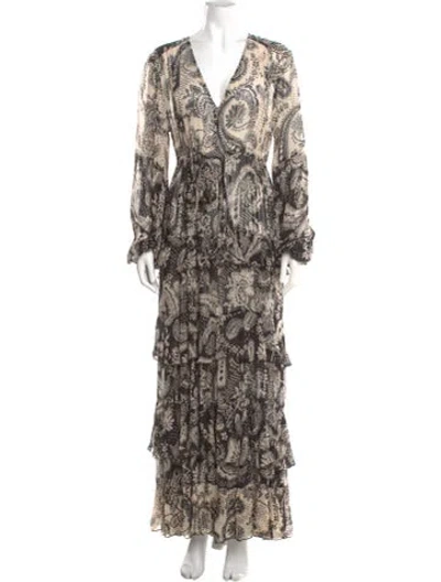 Pre-owned Miss June Paisley Print Long Dress In Neutral