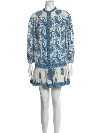 Pre-owned Miss June Paisley Print Mini Dress In Blue