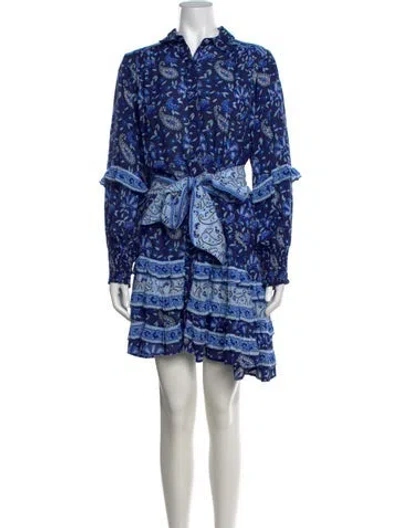 Pre-owned Miss June Paisley Print Mini Dress In Blue