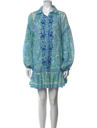 Pre-owned Miss June Paisley Print Mini Dress In Blue