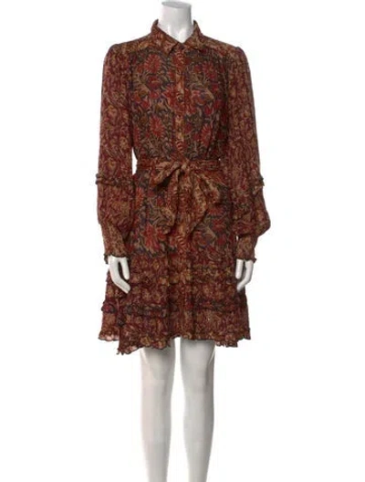Pre-owned Miss June Paisley Print Mini Dress In Brown