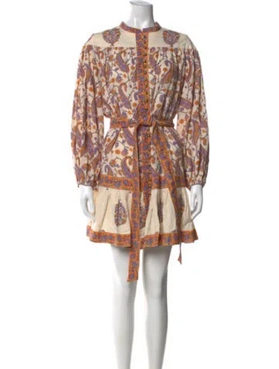 Pre-owned Miss June Paisley Print Mini Dress In Neutral