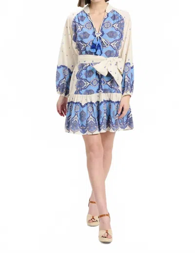 Miss June Paris Danae Mini Dress In Blue Paisley Print