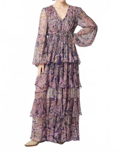 Miss June Paris Diane Maxi Dress In Pinky/navy In Purple