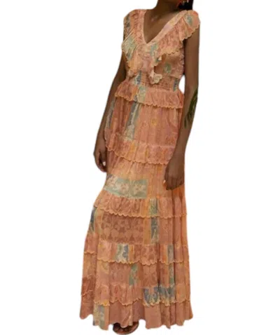 Miss June Paris Estefania Dress In Peach Multi In Orange