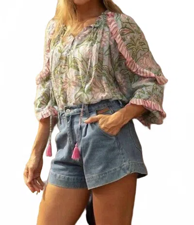 Miss June Paris Guiliana Blouse In Blue