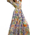 Miss June Paris Lotus Long Dress In Multicolor In Multi